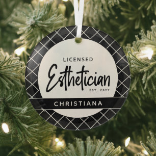 Personalized Licensed Esthetician Cosmetologist Glass Tree Decoration