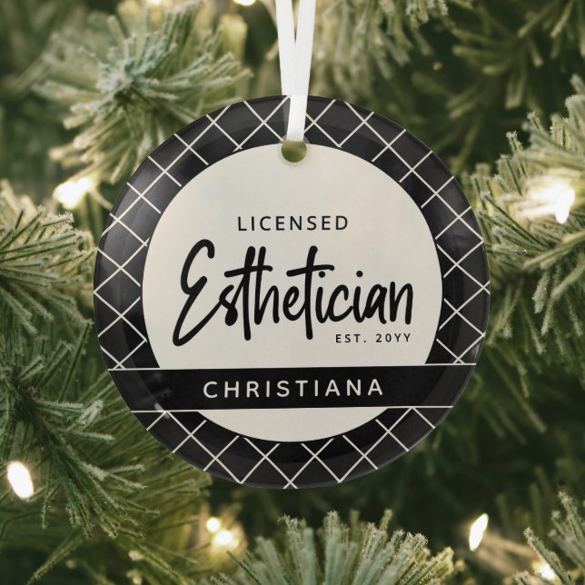 Personalized Licensed Esthetician Cosmetologist Glass Tree Decoration (Insitu)