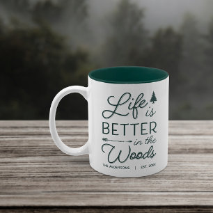 Personalized Life Is Better In The Woods Two-Tone Coffee Mug