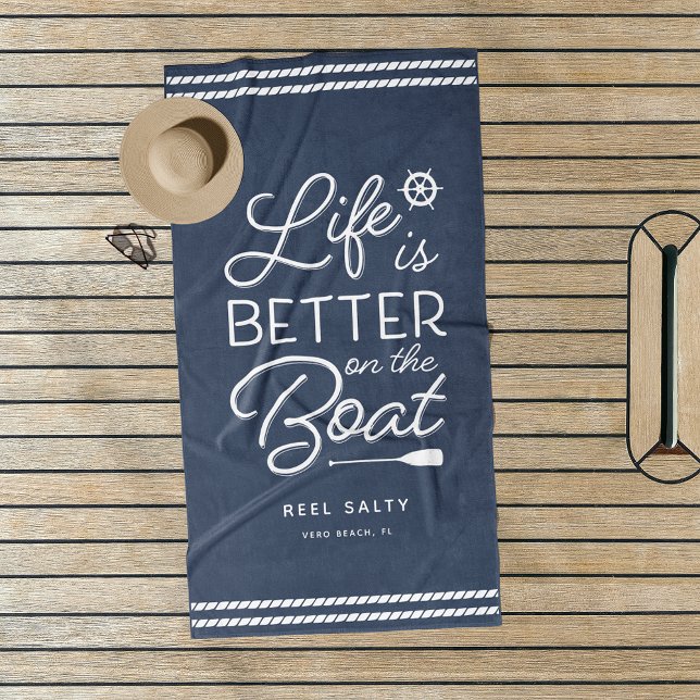 Personalized Life Is Better On The Boat Beach Towel (Creator Uploaded)