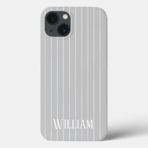 Personalized light gray pinstripes Case-Mate iPhon iPhone 13 Case