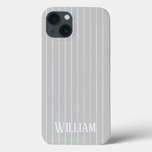 Personalized light gray pinstripes Case-Mate iPhon Case-Mate iPhone Case (Back)
