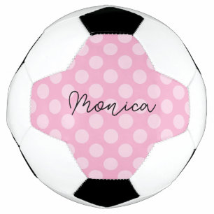 Personalized Light Pink Polka Dot Soccer Ball