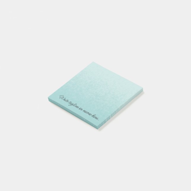 Personalized Light Teal Script Post it Sticky Note (Angled)