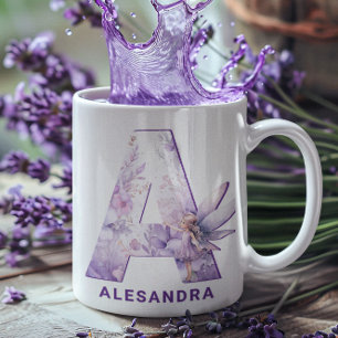 Personalized Lilac Fairy Monogram A Coffee Mug