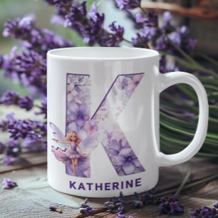 Personalized Lilac Fairy Monogram K Coffee Mug