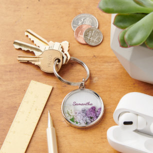 Personalized Lilac Keychain Spring Name Keychain