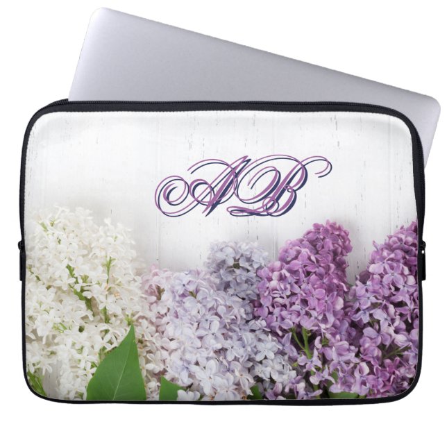 Personalized Lilac Laptop Sleeve | Monogram 13"  (Front)
