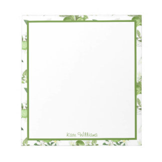 Personalized Lime Floral Notepad