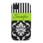 PERSONALIZED LIME GREEN, BLACK DAMASK STRIPED