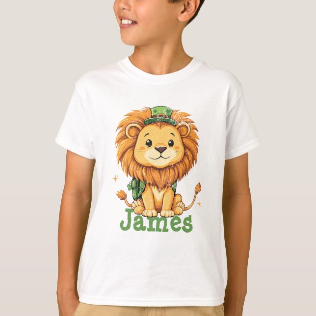 Personalized lion Children T-shirt with name (Front)