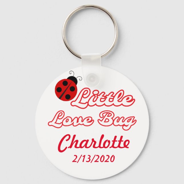 Personalized Little Love Bug Ladybug Key Ring (Front)