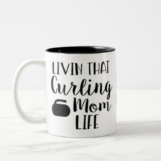 Personalized Living that Curling Mom Life Photo  Two-Tone Coffee Mug