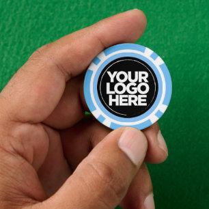 Personalized Logo and Text Cool Light Blue Poker Chips