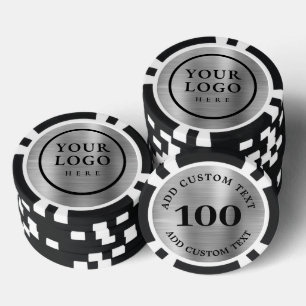 Personalized Logo and Text Faux Silver Metal Poker Chips