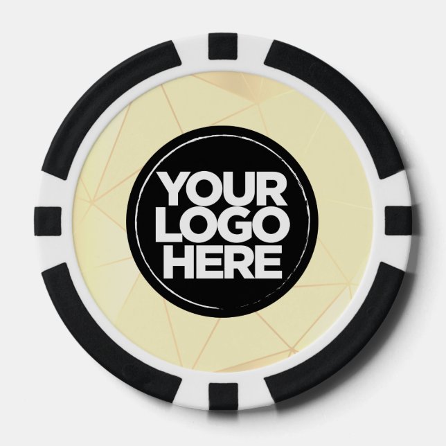 Personalized Logo and Text Geometric Gold Poker Chips (Front)