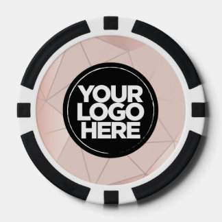 Personalized Logo and Text Geometric Pink Poker Chips