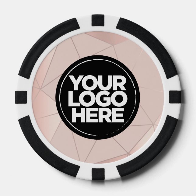 Personalized Logo and Text Geometric Pink Poker Chips (Front)