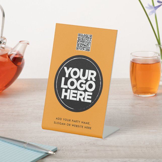 Personalized Logo and Text Simple Qr Code Pedestal Sign (In SItu)