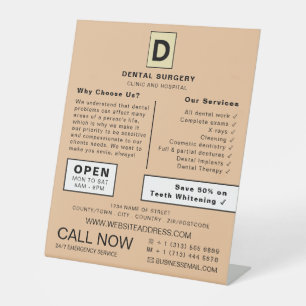 Personalized Logo, Dentistry, Dentist Advertising Pedestal Sign