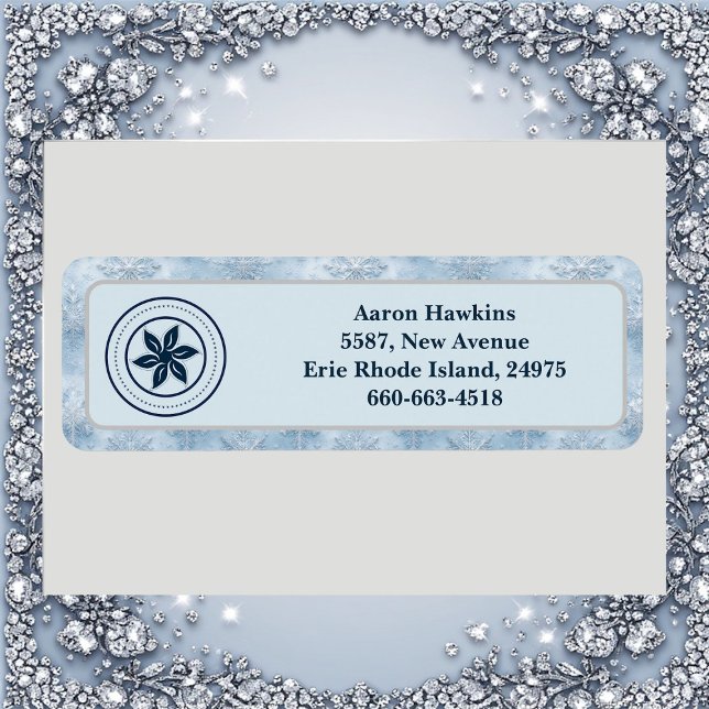 Personalized Logo Ice Blue Frost Snowflake Border (Personalized Logo Ice Blue Frost Snowflake Border Label)