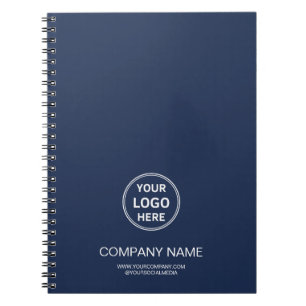 Personalized Logo Navy Blue Corporate Business Notebook