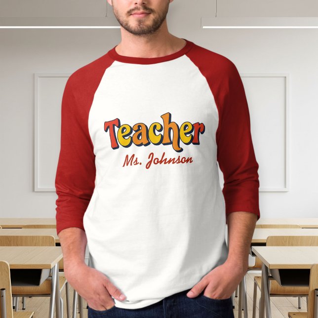 Personalized Long Sleeve Bicolored Teacher T-Shirt (Creator Uploaded)