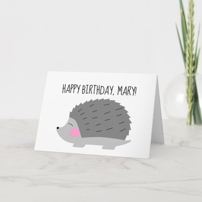 Personalized Looking Sharp Hedgehog Birthday Card (Front)