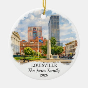 Personalized Louisville Ornament, Custom Kentucky Ceramic Tree Decoration