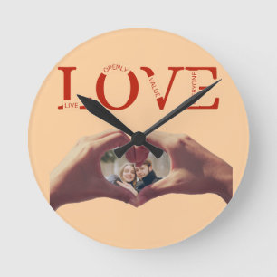 Personalized LOVE Acronym Photo Round Clock