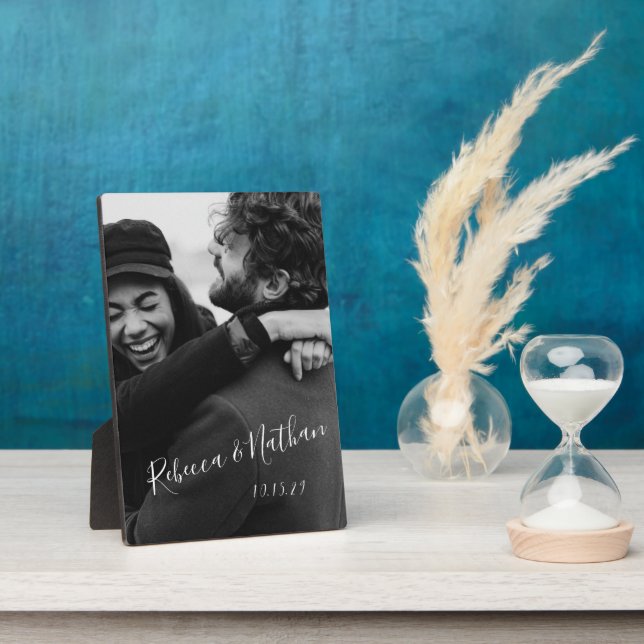 Personalized Love Couple Photo Wedding Date  Plaque (Side)