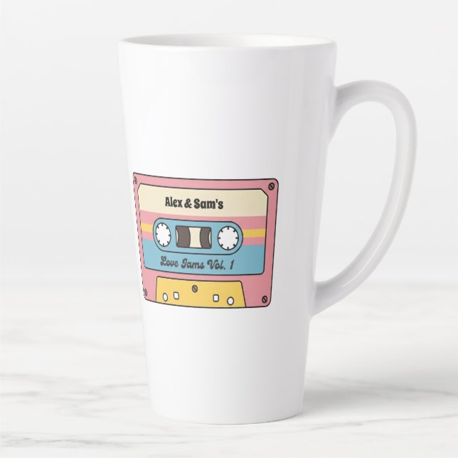 Personalized Love Jams Cassette Tape – Custom Name Latte Mug (Right)