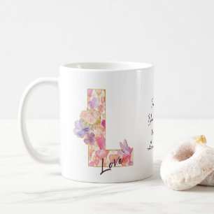Personalized Love Message Heart Pattern Initial Coffee Mug