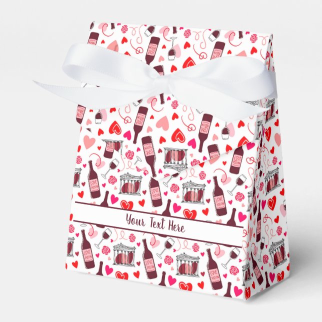 Personalized Love Potion Wine Seamless Pattern Favour Box (Front Side)