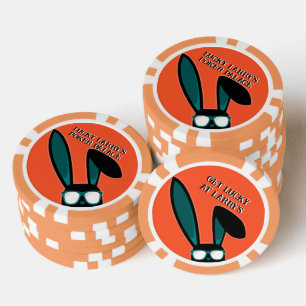 Personalized Lucky Black Rabbit in Sunglasses Poker Chips