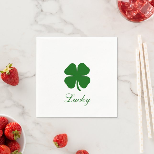 Personalized Lucky Green Clover Napkin (Insitu)