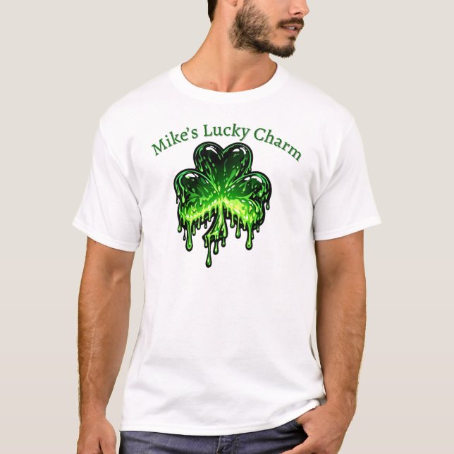 Personalized Lucky Shamrock St Patricks T-Shirt (Front)