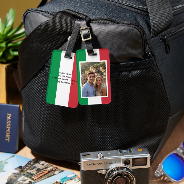 Personalized luggage tags, Italian flag Tag (Front & Back)