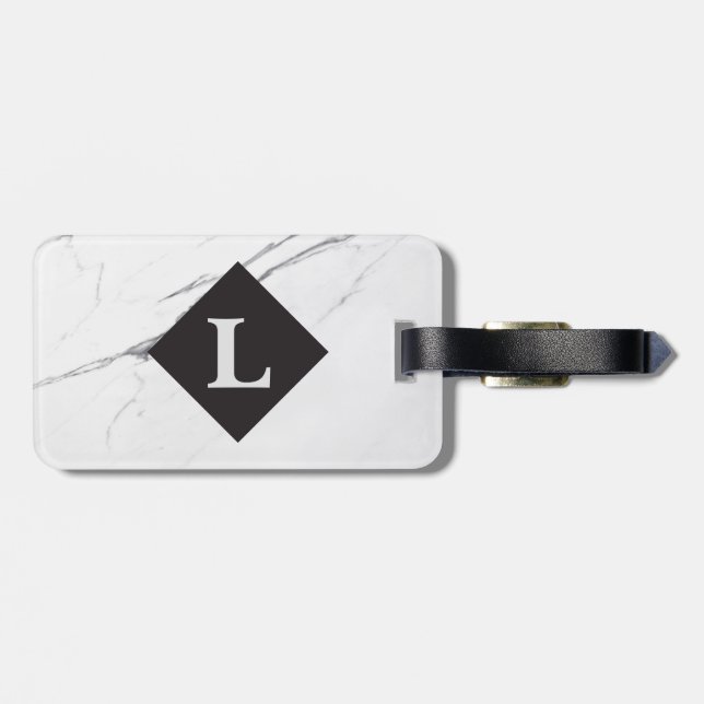 Personalized Luxurious White Marble luggage tag (Back Horizontal)