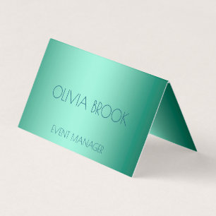 Personalized luxury mint green metallic foil business card