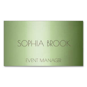 Personalized luxury olive green metallic foil magnetic business card