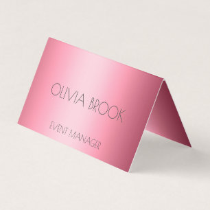 Personalized luxury powder pink metallic foil business card