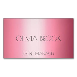 Personalized luxury powder pink metallic foil magnetic business card