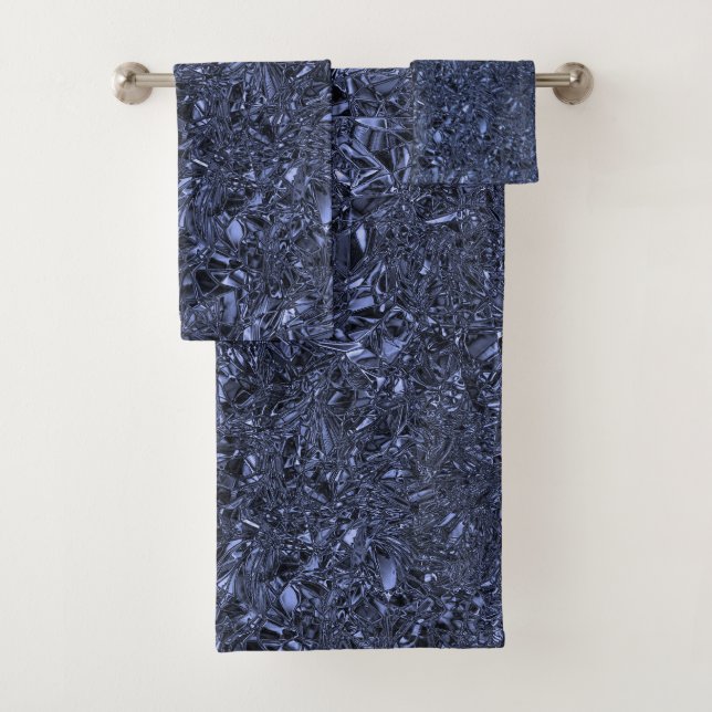 Personalized luxury silver crushed foil bath towel set (Insitu)