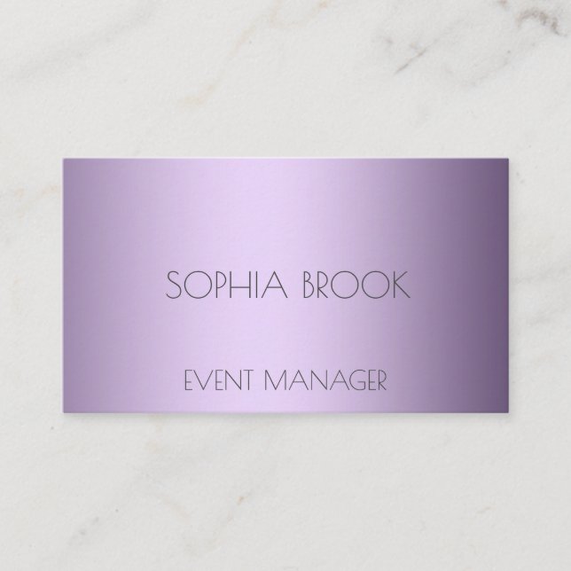 Personalized luxury violet metallic foil business card (Front)