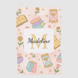 Personalized Magic Books Girly Pink School Golf Towel