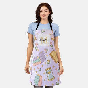 Personalized Magic Books Girly Purple Kitchen Apron