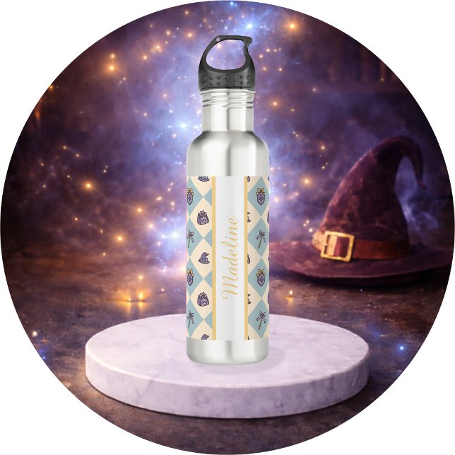 Personalized Magical Book Academy Wizard Blue 710 Ml Water Bottle (Creator Uploaded)