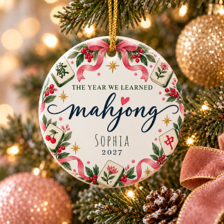 Personalized Mahjong Christmas Ornament Name/Year