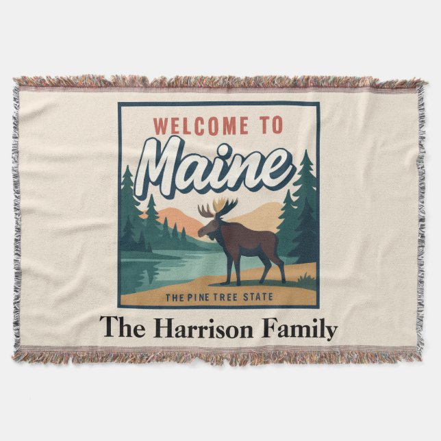 Personalized Maine Throw Blanket (Front)